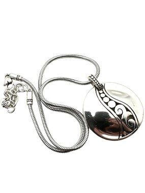 Brighton Womens Necklace Silver Large Circle Pendant 16 - 18 Inch